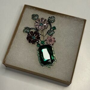 Emerald Statement Floral Brooch ~ Vintage Glam Garden